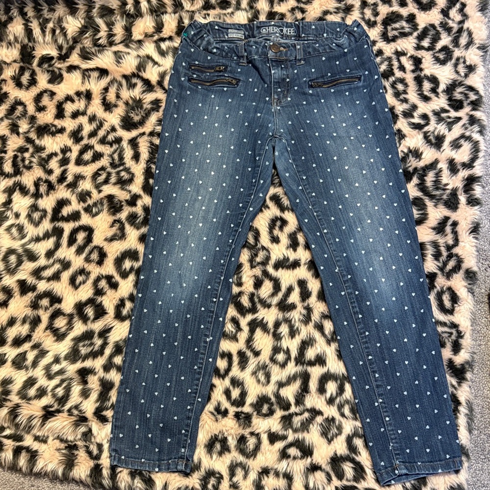 Cherokee women's Super Skinny Jeans with White Hearts Dots